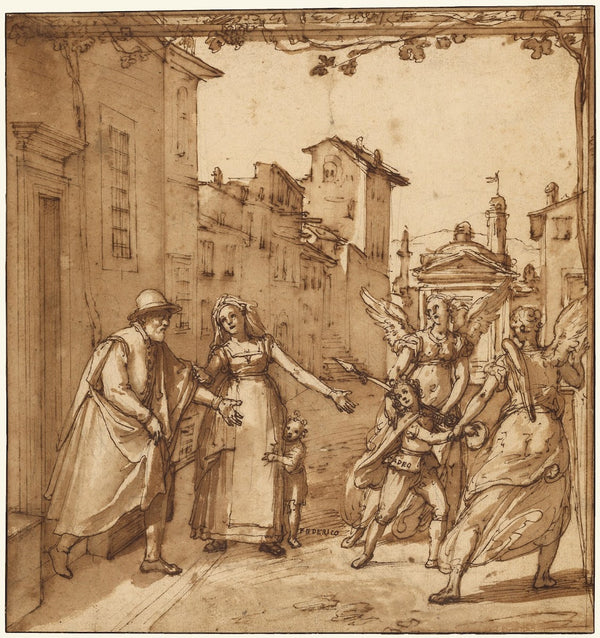Taddeo Leaving Home Escorted by Two Guardian Angels 1595
