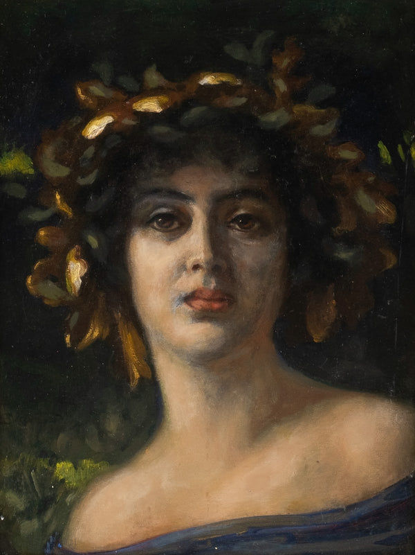 Lady with wreath of oak leaves