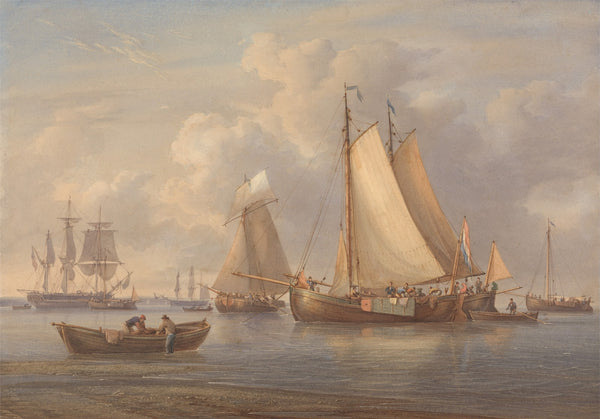 Dutch Fishing Boats at Anchor in an Estuary