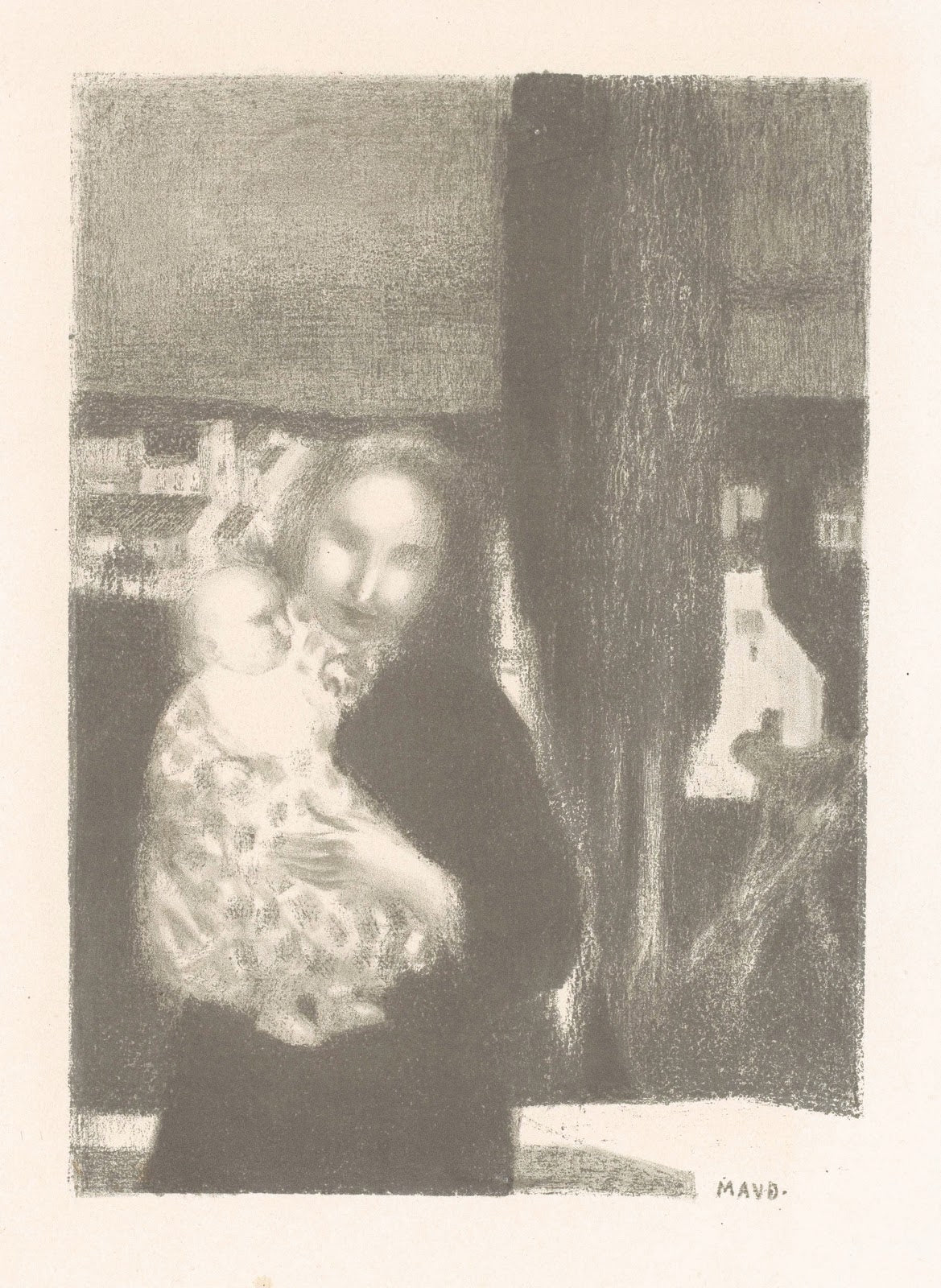 Moeder met baby bij een cipres 1898