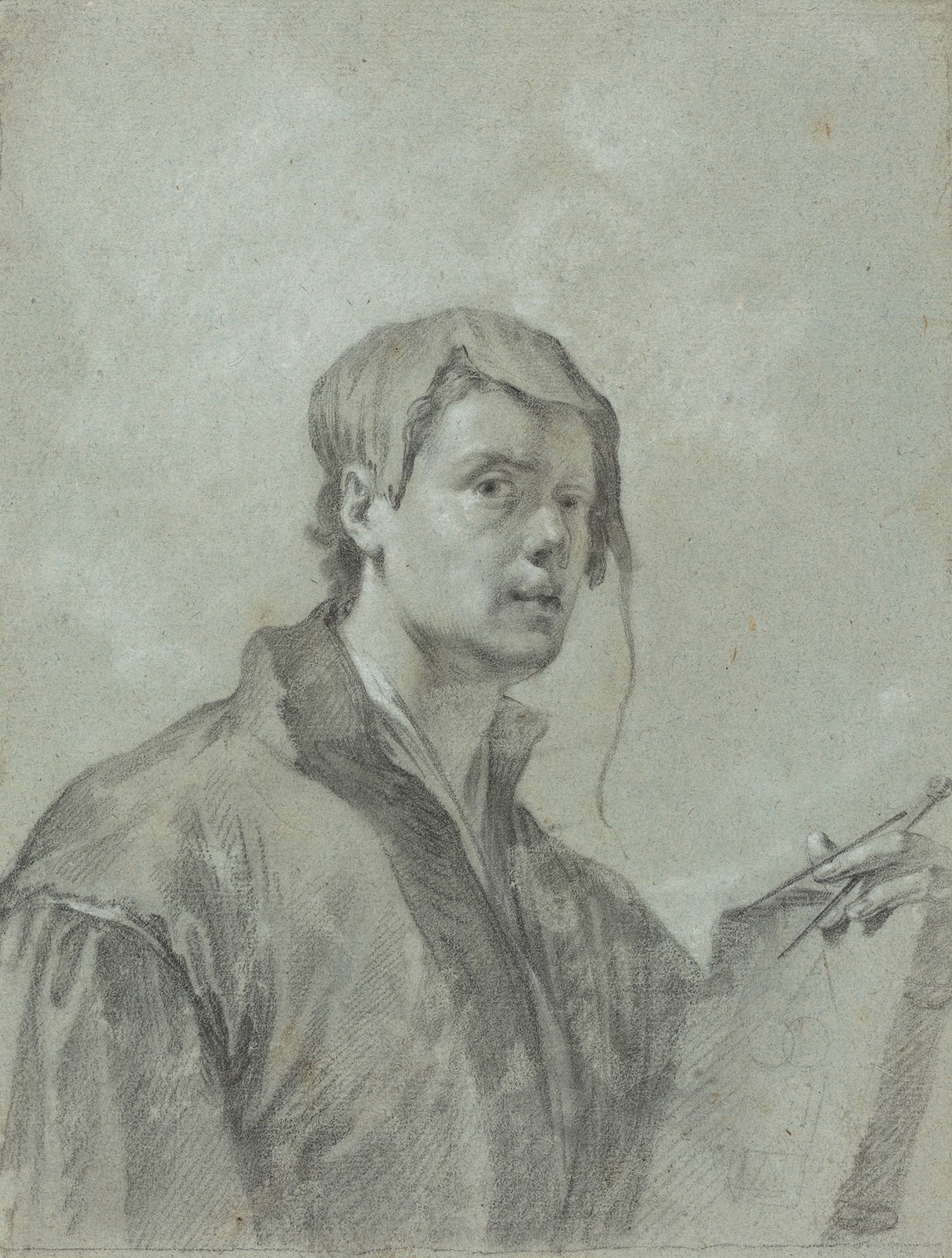 An Artist Holding a Book and Compass