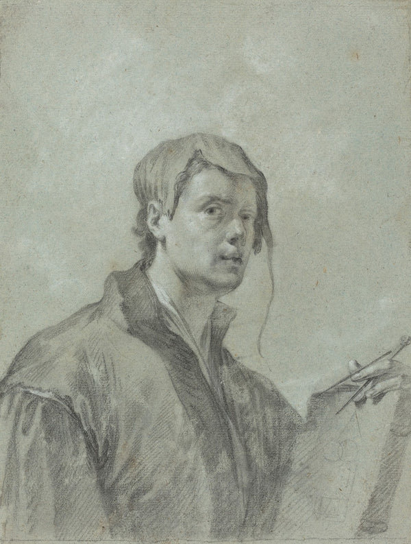 An Artist Holding a Book and Compass