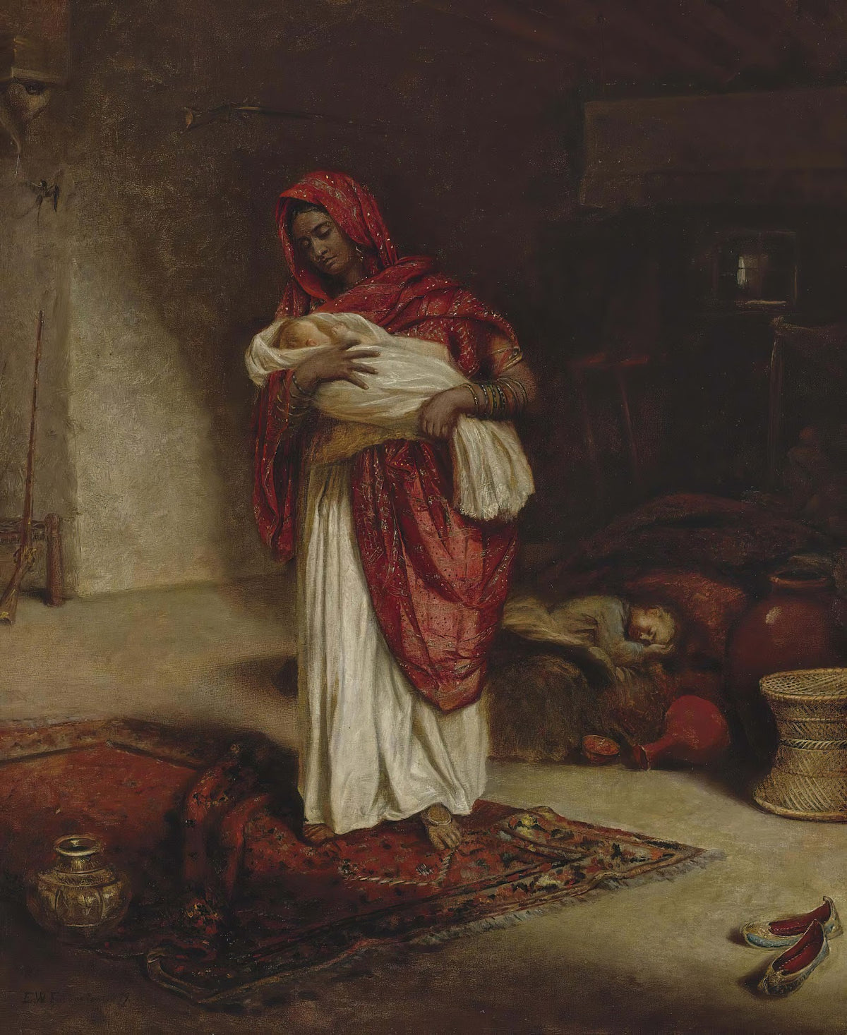 Indian Ayah With Sleeping Children 1879
