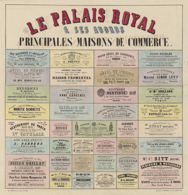 Le Palais Royal et ses abords placard dannonces publicitaires pour différents co