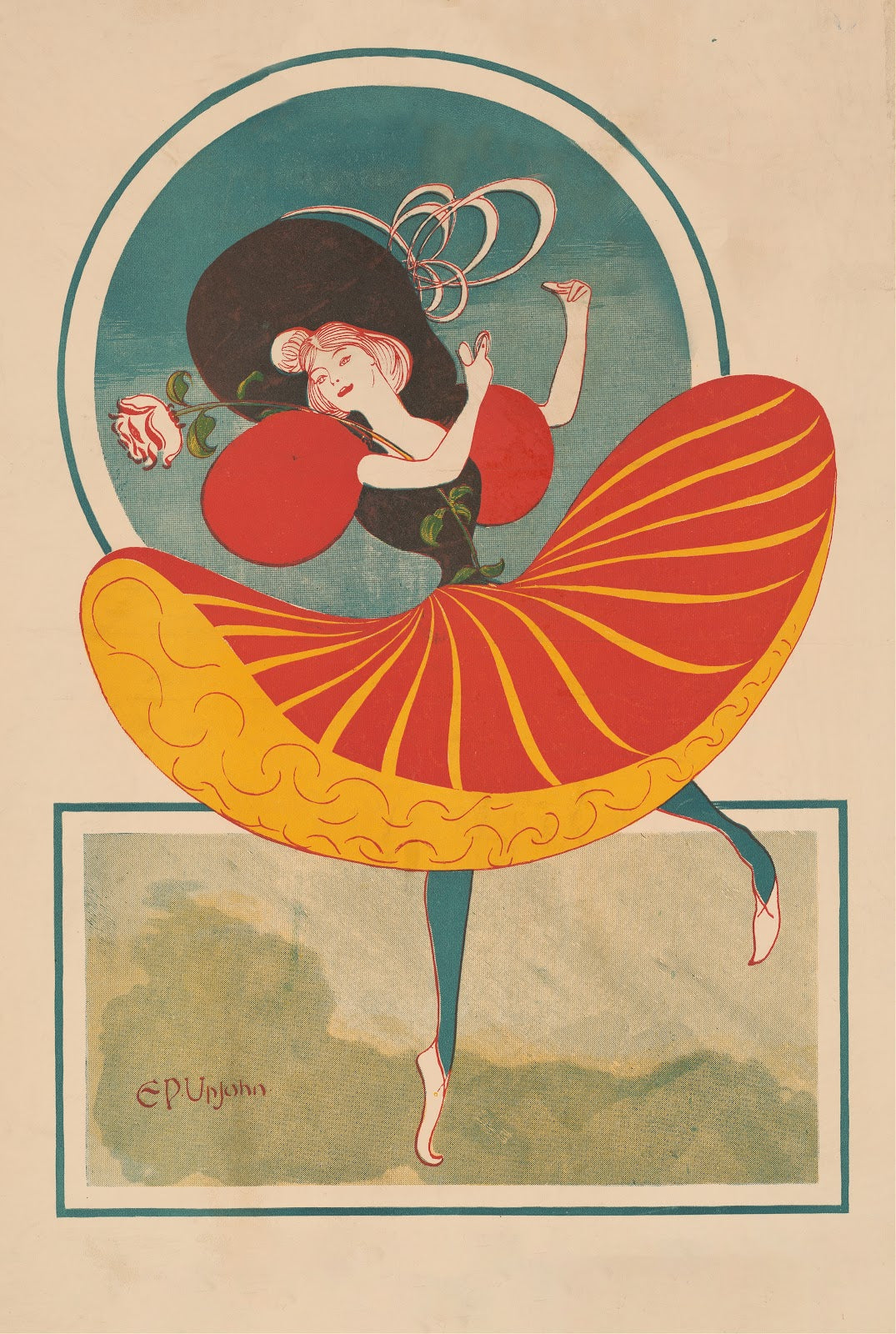 Woman holding a rose 1895