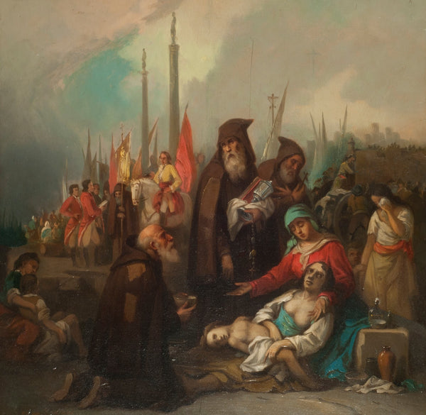 Cuadro histórico Auxilio a unos apestados 1840