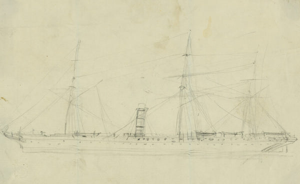 Steamship with three masts 1860 1865