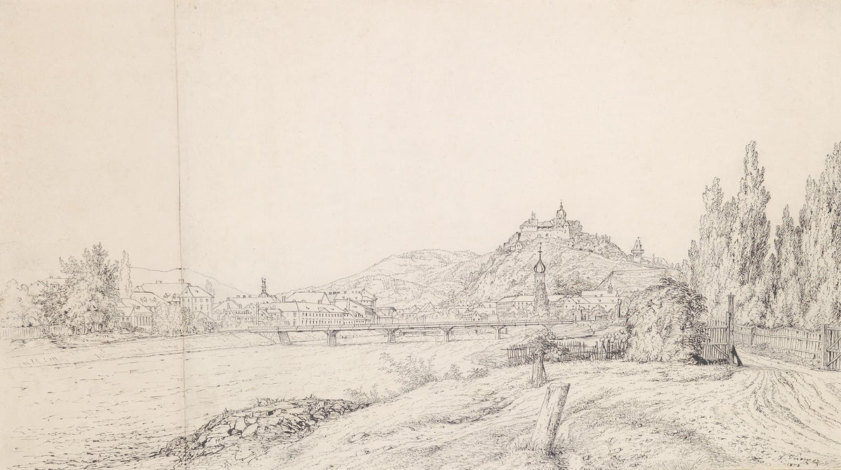 Panoramaansicht von Graz mit der Radetzkybrücke