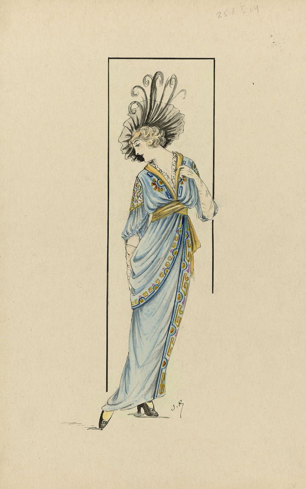 Vrouw in blauwe jurk 1913 1914 c 1912   c 1913