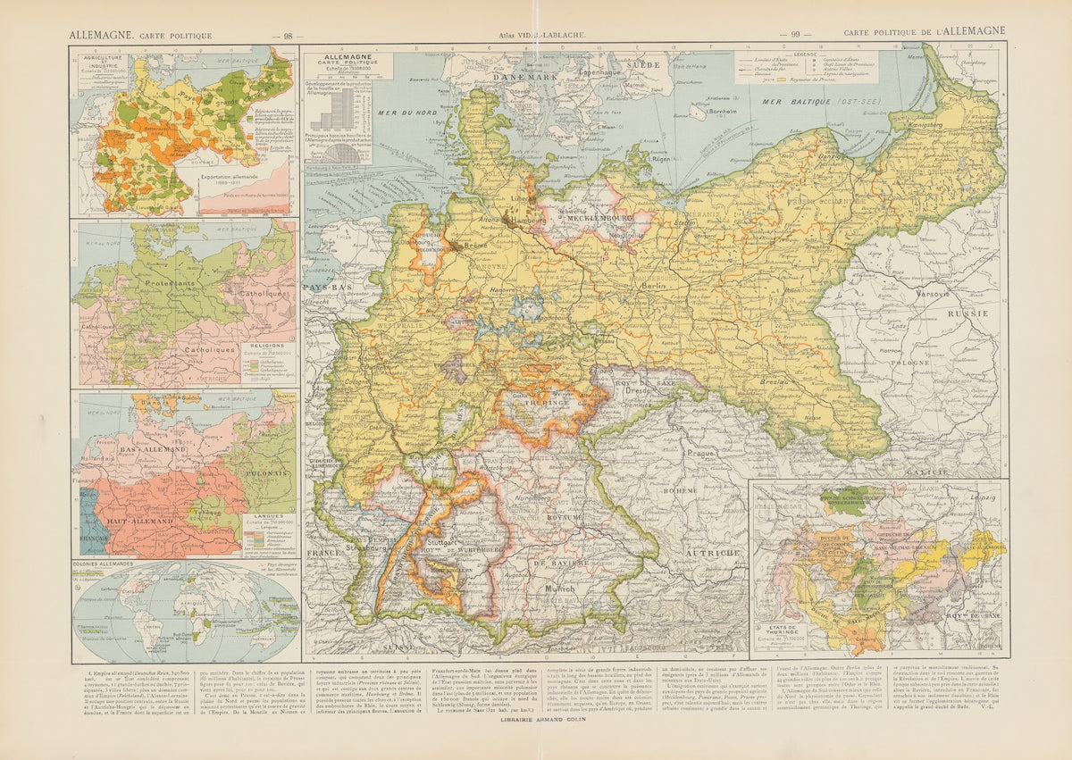 Carte Politique de lAllemagne 1913