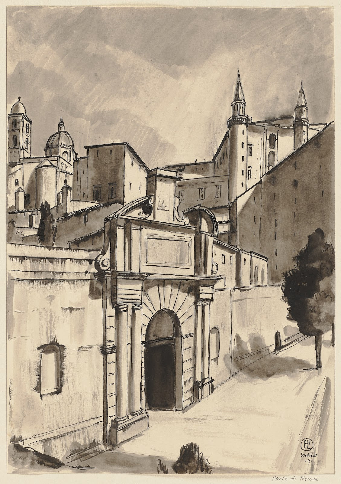 Die Porta Valbona in Urbino 1924
