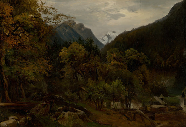 Mountain Landscape with Wooden Huts 1860