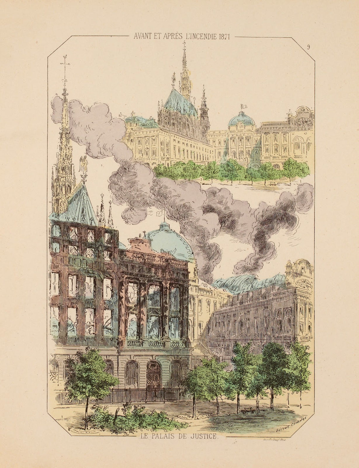 Avant et après lincendie 1871 Le Palais de Justice 9 1871