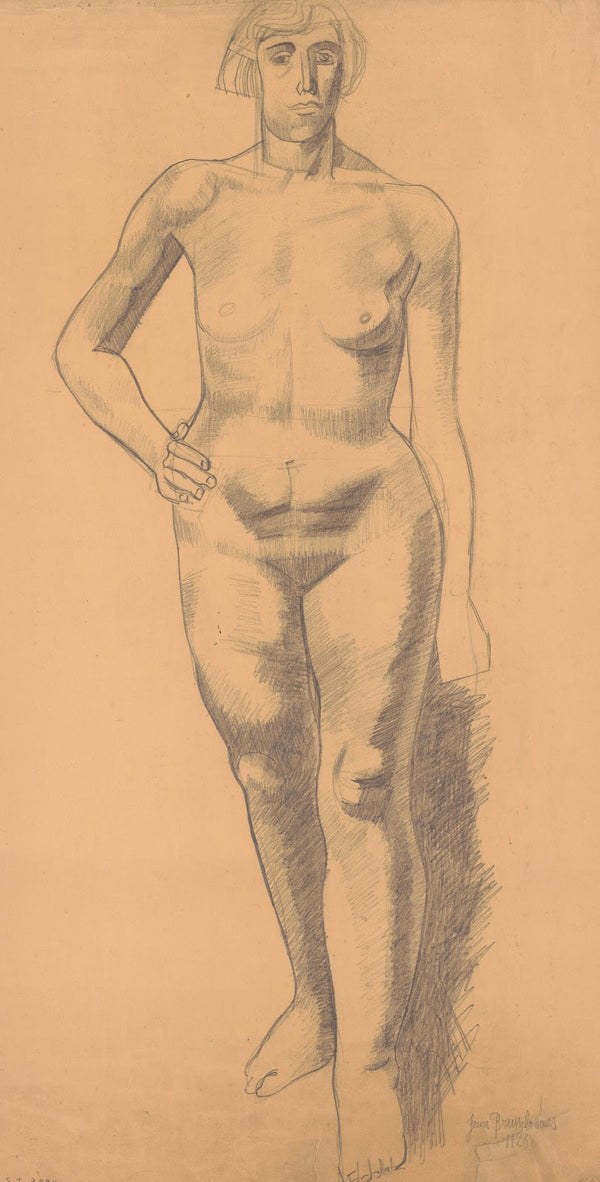 Nude woman standing front view one hand on her hips 1928