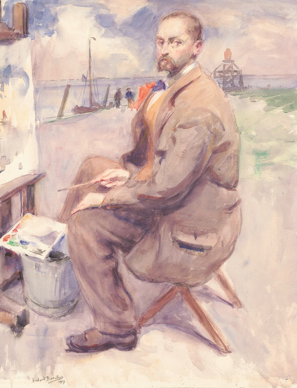 The artist painting by the sea 1917