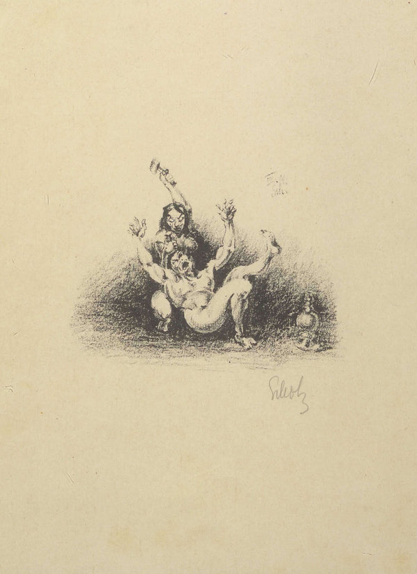 Darstellung eines sich prügelnden Paars 1914