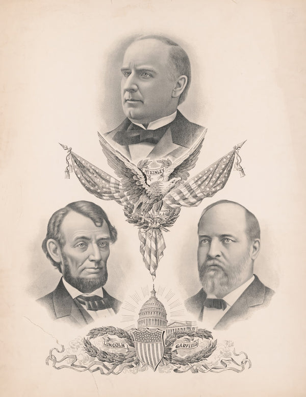 Portraits of McKinley Lincoln and Garfield 1902