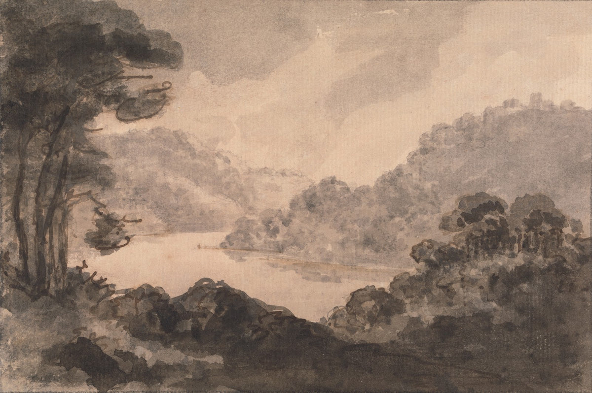 Mountainous Landscape with River Trees and Foliage in Foreground between 1745 an