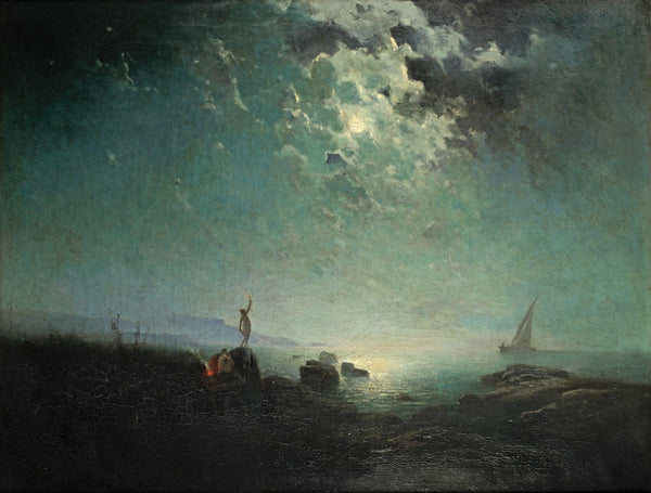 Moonlit coastal scene