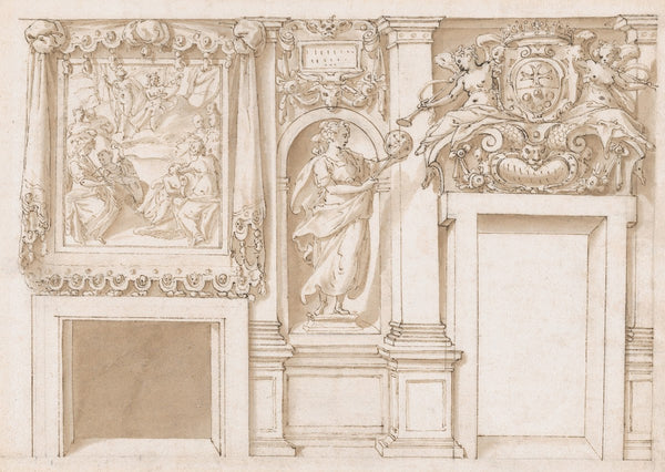 Design for a Wall Decoration with Apollo and the Muses a Figure of Astronomy and