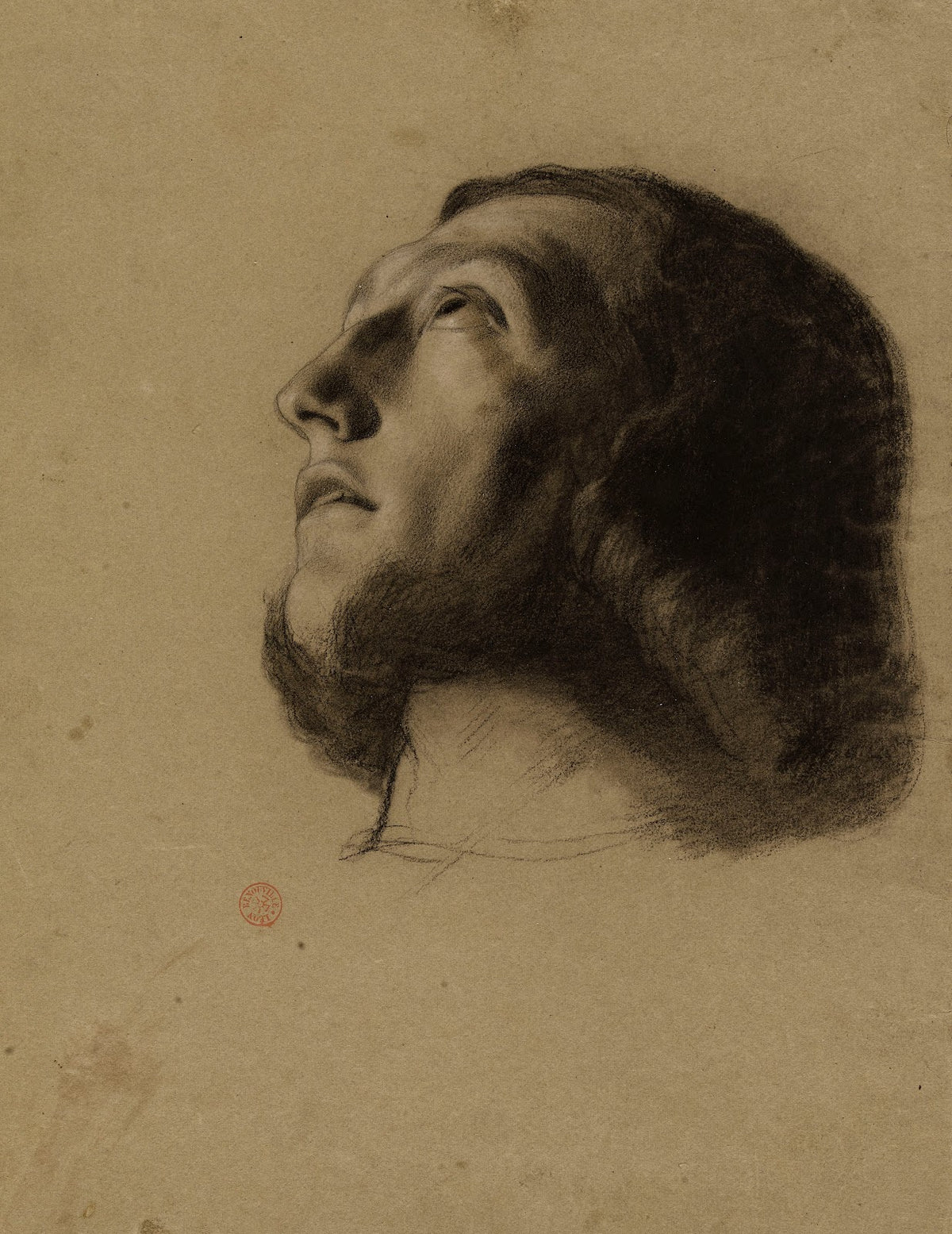 Tête dhomme levée vers la gauche 19th century