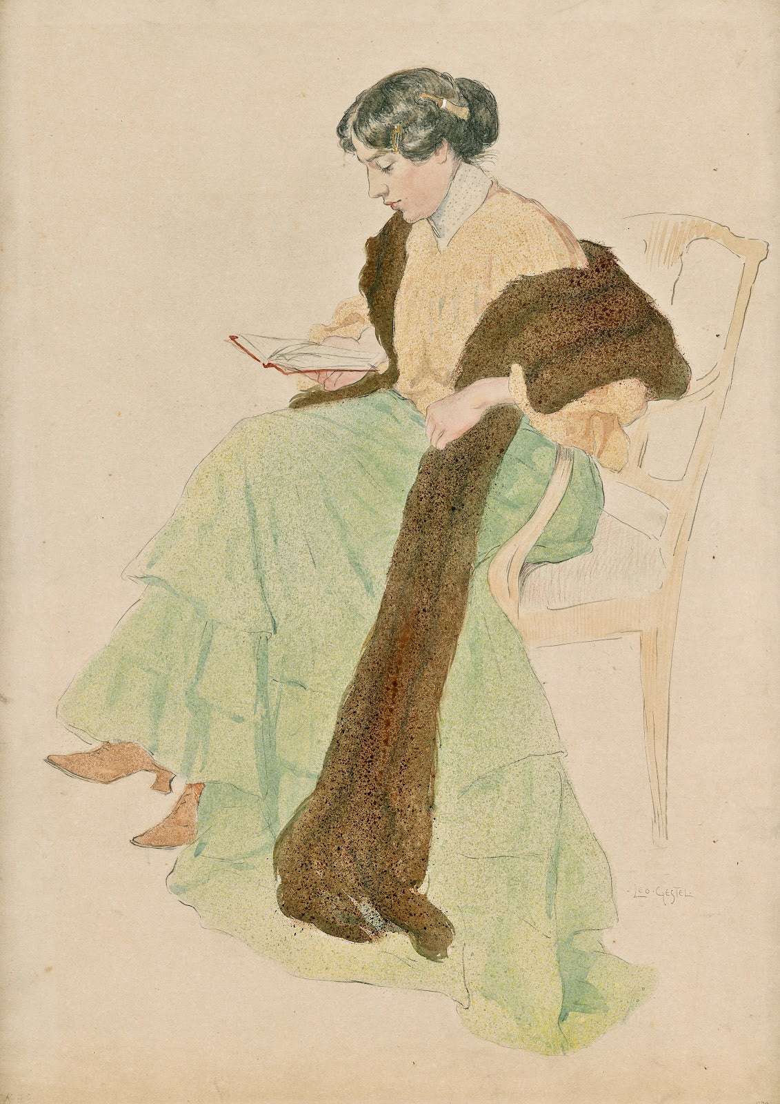 Woman reading a book 20th century