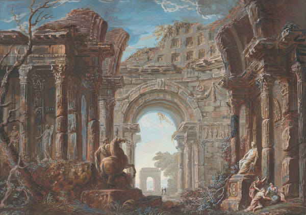 Architectural Capriccio with a Monumental Arch 18th century