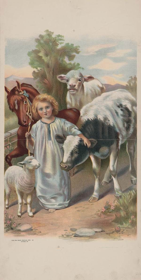 Child with lamb horse and cows 1901