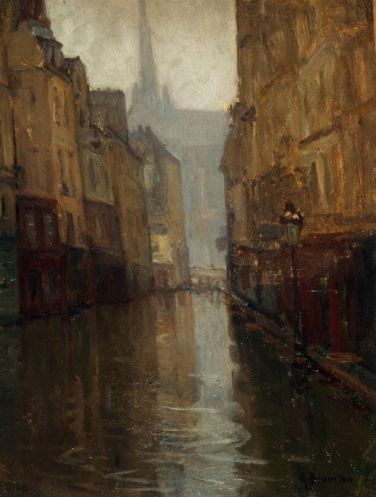 La rue du Haut Pavé vers le quai de Montebello inondations de 1910 1910