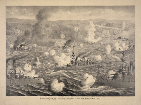 Destruction of Admiral Cerveras Spanish fleet off Santiago de Cube 1898