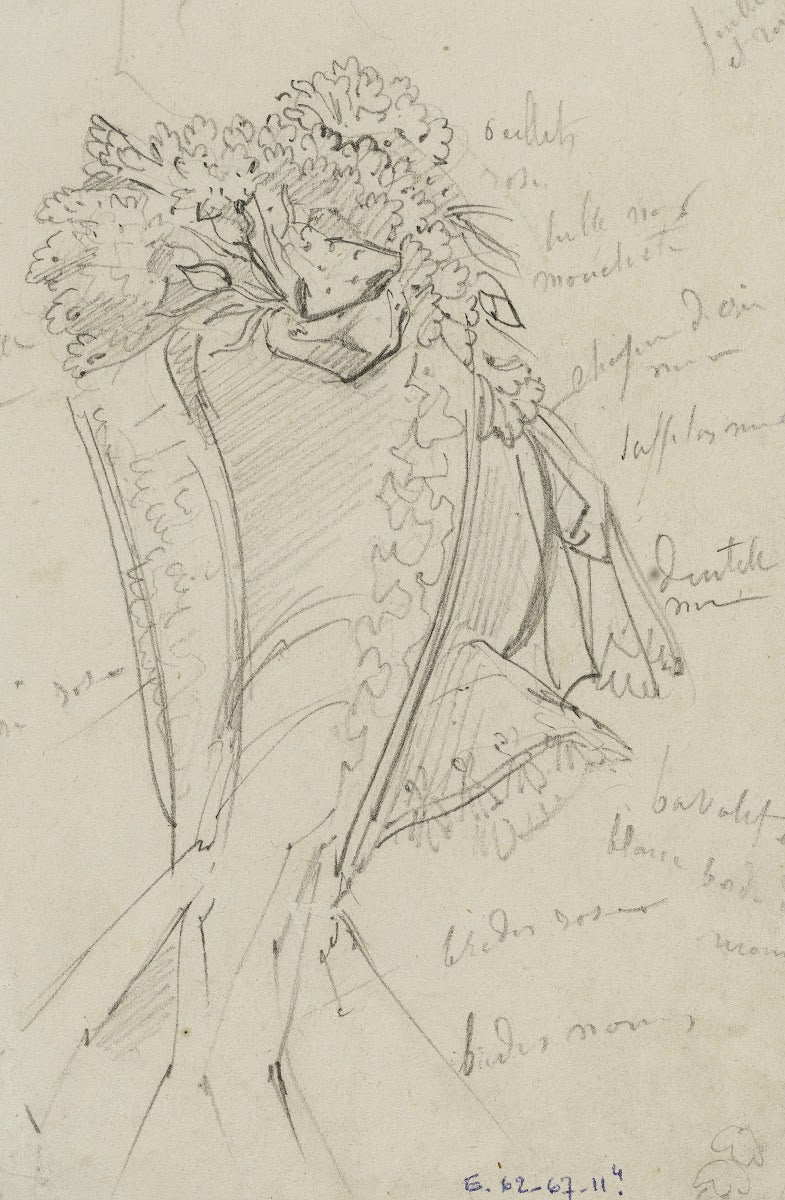 Détail de coiffe fleurie 1863 1864