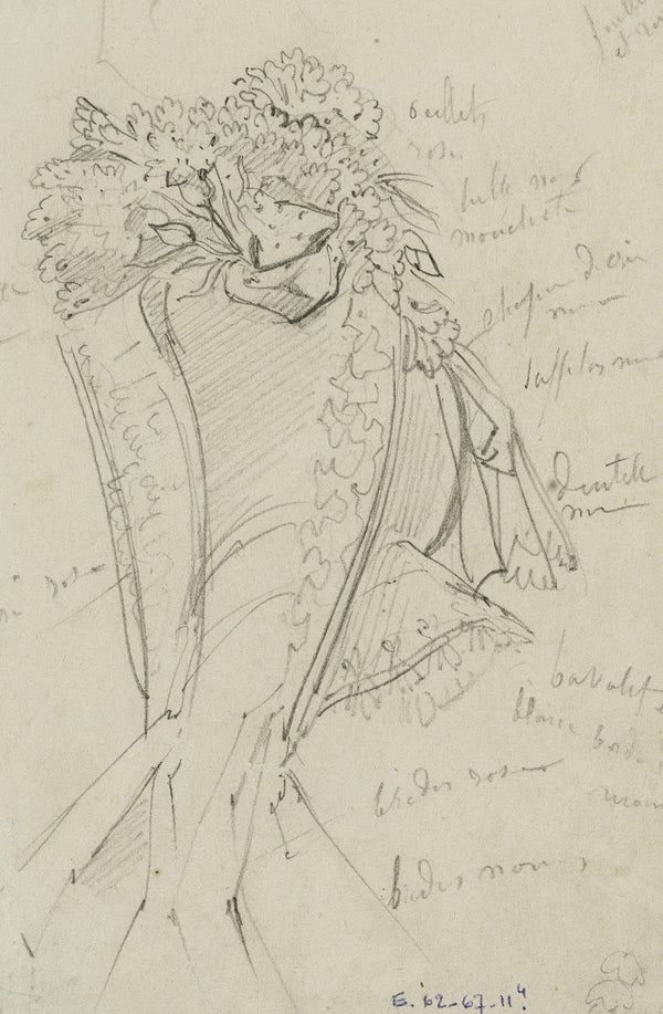 Détail de coiffe fleurie 1863 1864