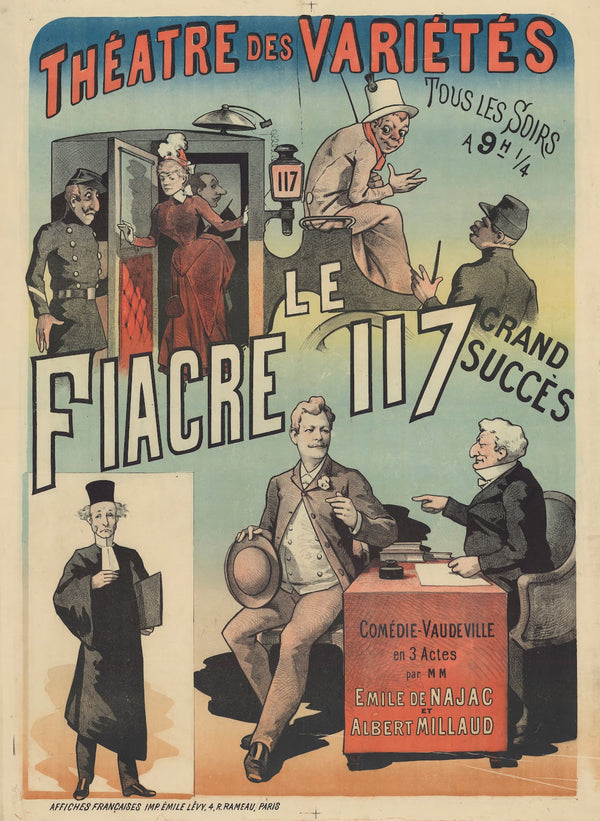Théâtre des Variétés Le Fiacre 117 comédie Vaudeville en 3 actes par MM Emile de