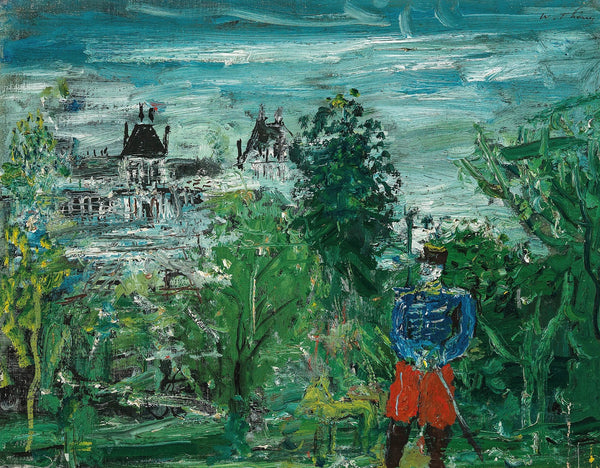Offizier im Schloßpark Schloß in Frankreich 19311933
