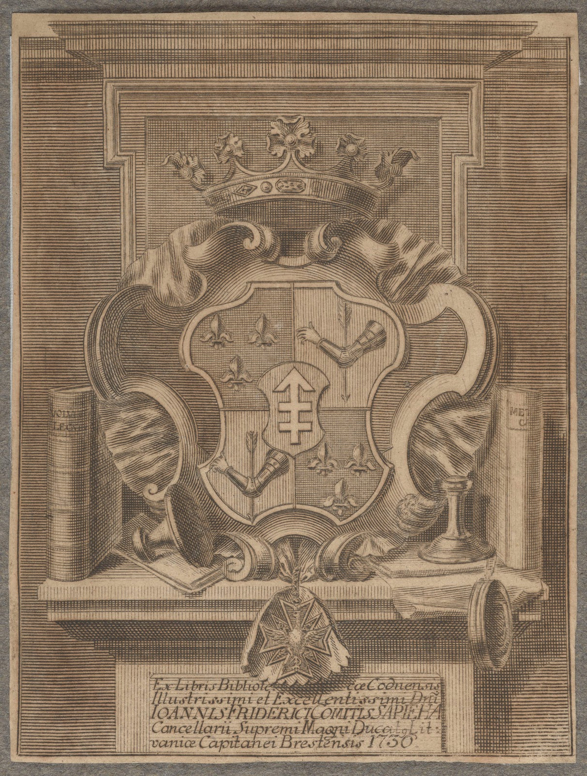 Bookplate of Jan Fryderyk Sapieha 1736