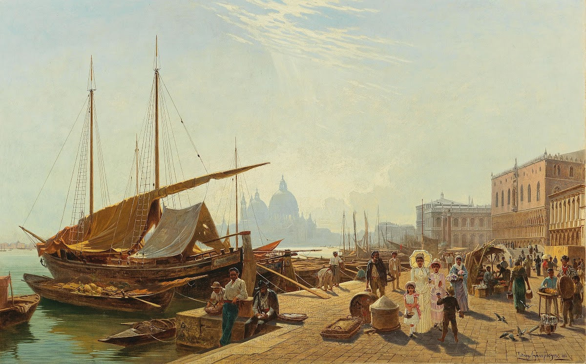 Die Riva schiavoni in Venedig 1884