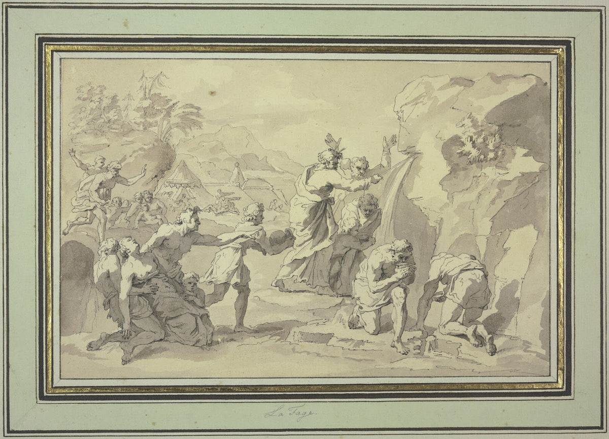 Moses schlägt Wasser aus dem Felsen