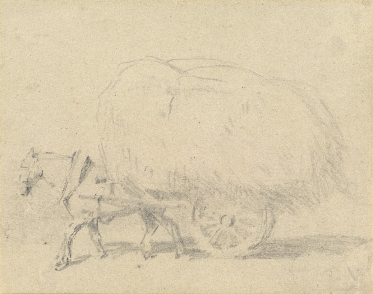 A Horse Pulling a Load of Hay