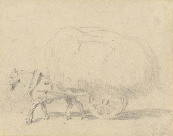 A Horse Pulling a Load of Hay
