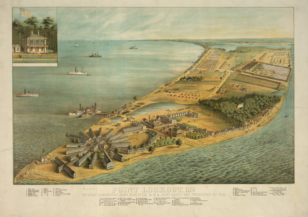 Point Lookout Md  View of Hammond General Hospital  US General Depot for prisone