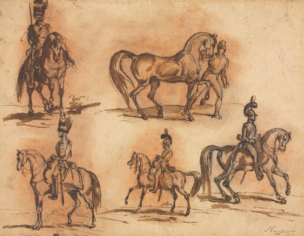 Five Equestrian Studies Cavalrymen mid 19th century