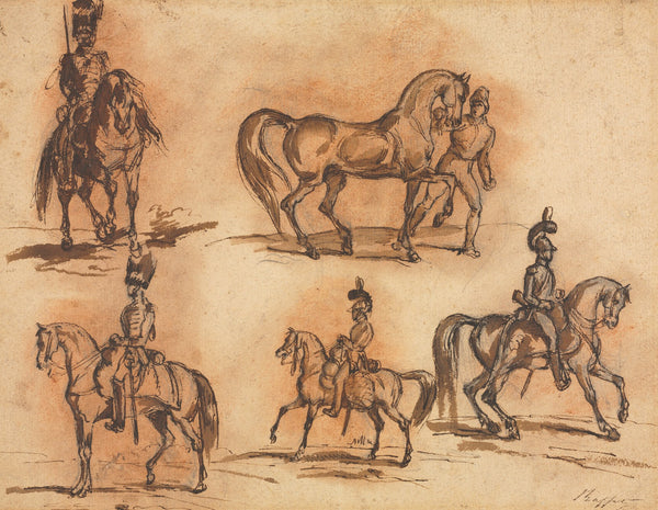 Five Equestrian Studies Cavalrymen mid 19th century