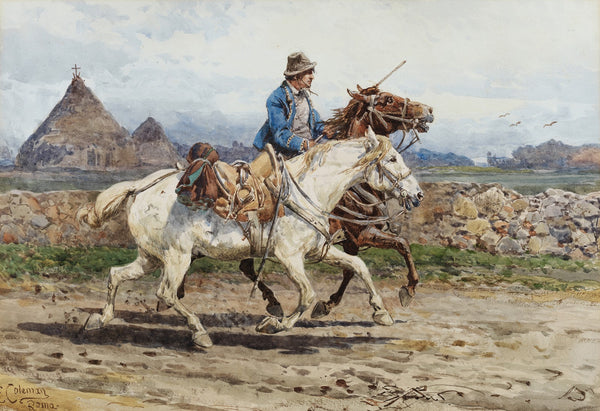 Buttero riding in the Roman Campagna
