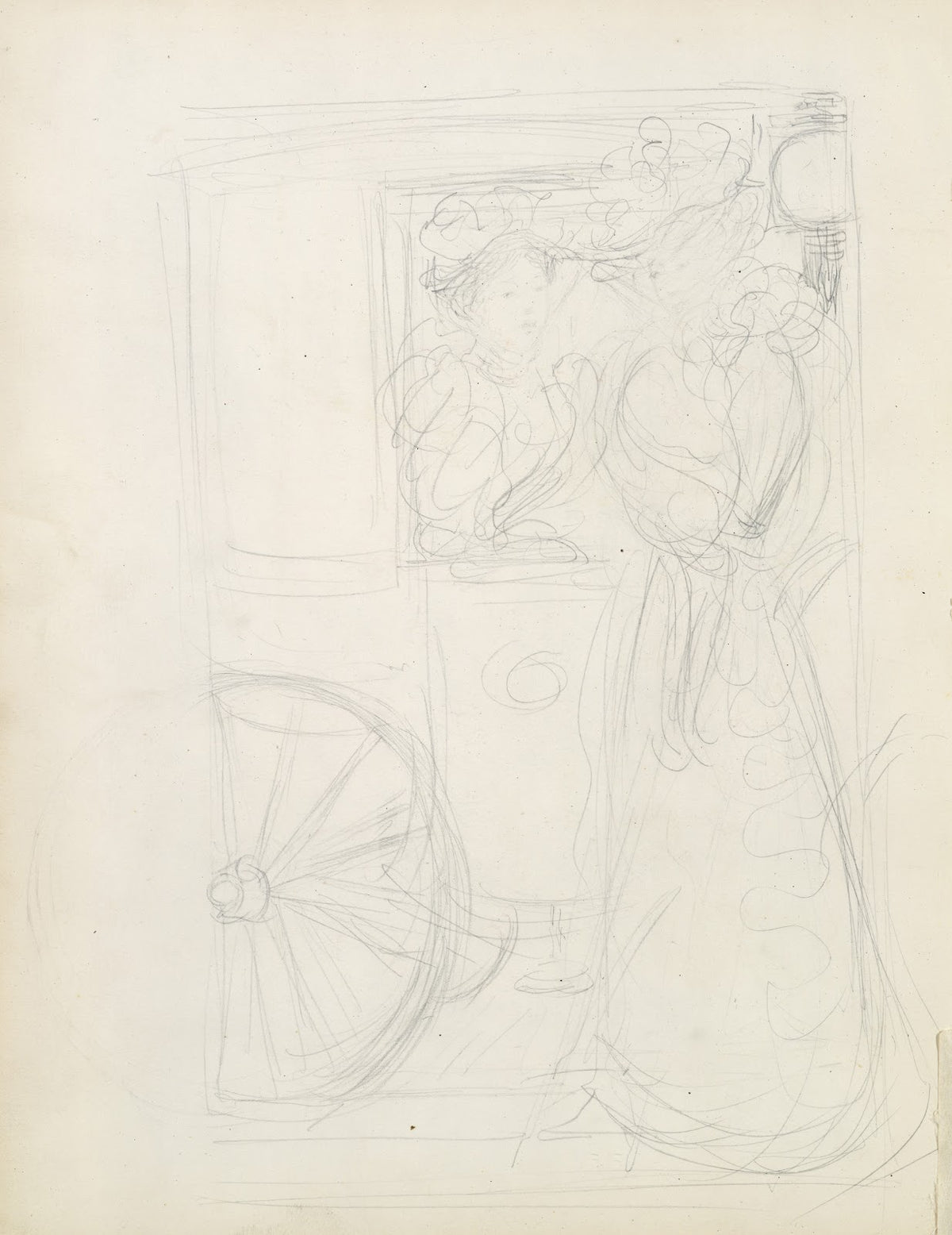 Two women stopping to converse with an acquaintance riding in a carriage 1895189
