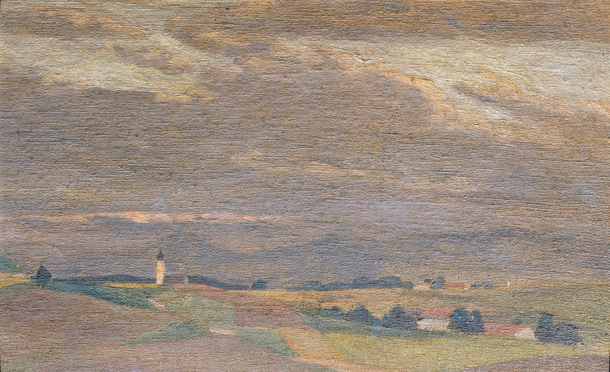 Abendlandschaft Mit Kirchturm