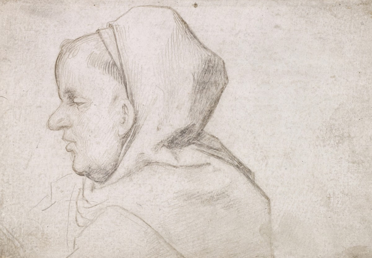 Bildnis eines Mönchs mit Kappe im Profil nach links 1502