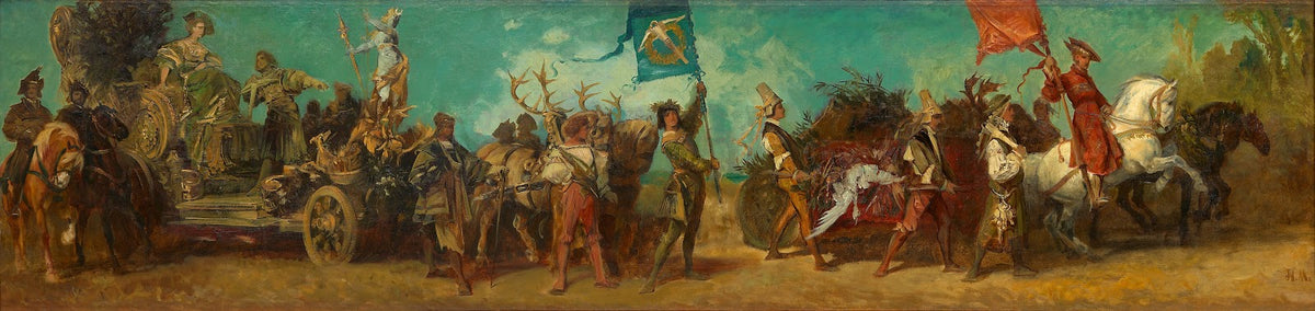 Entwurf zum Festzug 1879  Festwagen der Jagd 1879