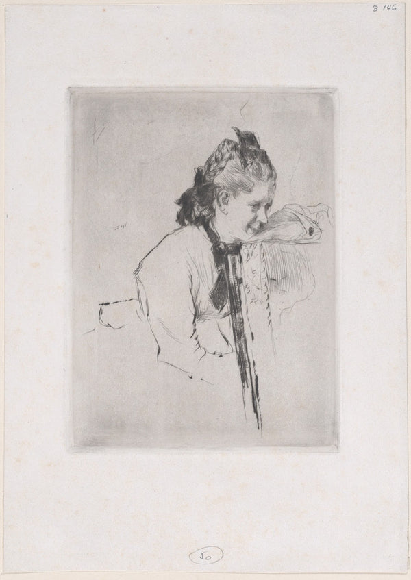 Femme de métier étude de jeune fille appuyée sur une chaise 1889
