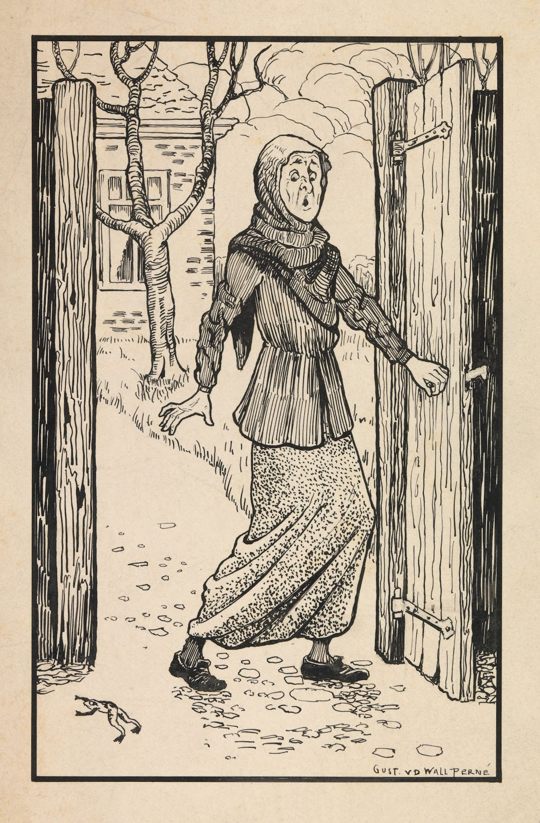 Vrouw schrikt van een kikker 1887   1911