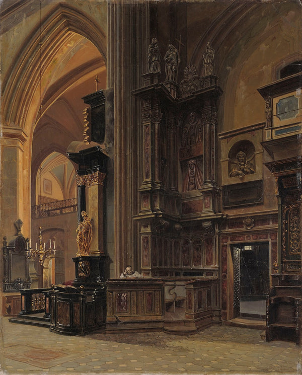 Interior of Saint Marys Basilica in Kraków 1868
